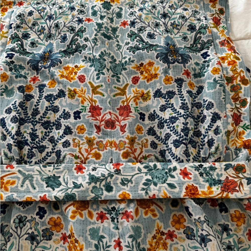 Ranna Gill Floral Belted Sleeveless Romper in Aqua Blue, Yellow & Green - Picture 7 of 14